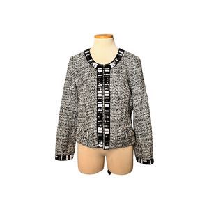 Katherine New York Tweed Dressy Formal Jacket Blazer Size PL White Black Gray